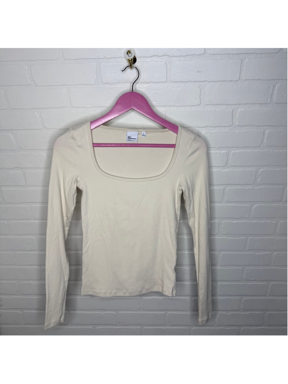Aritzia TNA Square Neck Long Sleeve Ribbed sz S